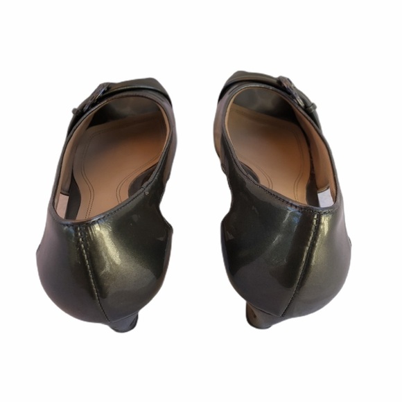 Trotters Silver Leather Peep Toe Low Heels Dress Shoes Size 8.5M - Picture 6 of 13